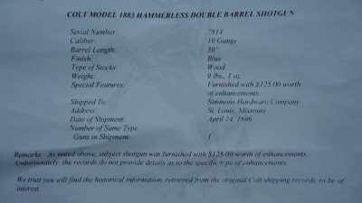 C210 COLT 1883 DOUBLE BARREL SIDE BY SIDE 10 GAUGE SHOTGUN [A] - Image 18