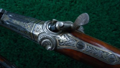 MHG973 EXTRAORDINARY PAIR EXHIBITION GRADE RELIEF ENGRAVED GOLD INLAID TARGET PISTOLS [A] - Image 13