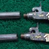 169 CASED PAIR GOLD INLAID BELGIAN SINGLE SHOT PERCUSSION PISTOLS [A] - Image 8