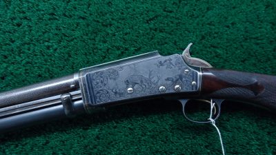 JM1 VERY RARE CASED MODEL 1898 MARLIN D GRADE SHOTGUN WITH GRADE 15 ENGRAVING AND GOLD INLAYS [M] - Image 2