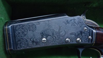 JM1 VERY RARE CASED MODEL 1898 MARLIN D GRADE SHOTGUN WITH GRADE 15 ENGRAVING AND GOLD INLAYS [M] - Image 23