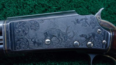 JM1 VERY RARE CASED MODEL 1898 MARLIN D GRADE SHOTGUN WITH GRADE 15 ENGRAVING AND GOLD INLAYS [M] - Image 7