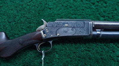 JM1 VERY RARE CASED MODEL 1898 MARLIN D GRADE SHOTGUN WITH GRADE 15 ENGRAVING AND GOLD INLAYS [M]