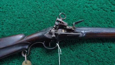 MR1653 SPANISH MIQUELET GOLD INLAID AND CARVED SPORTING FLINTLOCK OF ABOUT 16 BORE [A]