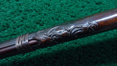 MR1653 SPANISH MIQUELET GOLD INLAID AND CARVED SPORTING FLINTLOCK OF ABOUT 16 BORE [A] - Image 14