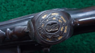 MR1653 SPANISH MIQUELET GOLD INLAID AND CARVED SPORTING FLINTLOCK OF ABOUT 16 BORE [A] - Image 12