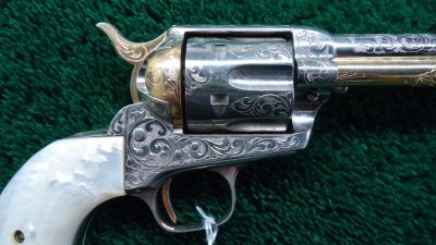 C374 BEAUTIFUL CUSTOM ENGRAVED COLT SAA NICKEL PLATED & GOLD IN CALIBER 45 COLT [M] - Image 6