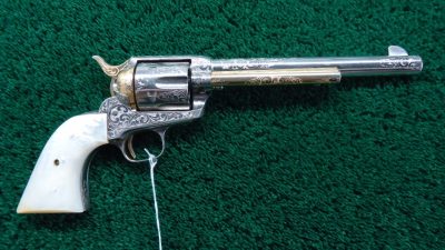 C374 BEAUTIFUL CUSTOM ENGRAVED COLT SAA NICKEL PLATED & GOLD IN CALIBER 45 COLT [M]