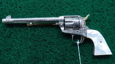C374 BEAUTIFUL CUSTOM ENGRAVED COLT SAA NICKEL PLATED & GOLD IN CALIBER 45 COLT [M] - Image 2