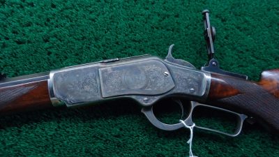 W4030 BEAUTIFUL WINCHESTER MODEL 1873 DELUXE FACTORY ENGRAVED RIFLE IN 44 WCF CALIBER  [A] - Image 2