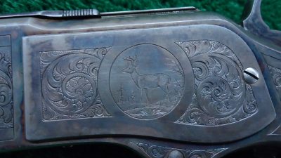 W4030 BEAUTIFUL WINCHESTER MODEL 1873 DELUXE FACTORY ENGRAVED RIFLE IN 44 WCF CALIBER  [A] - Image 8