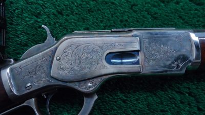 W4030 BEAUTIFUL WINCHESTER MODEL 1873 DELUXE FACTORY ENGRAVED RIFLE IN 44 WCF CALIBER  [A] - Image 9