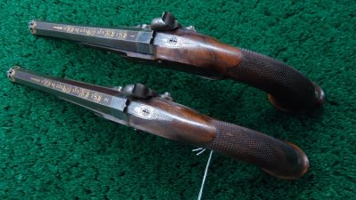 MHG1092 A&B BEAUTIFUL MATCHED PAIR OF LEPAGE PERCUSSION TARGET PISTOLS IN CALIBER 52 [A] - Image 5