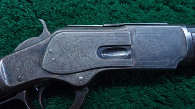 W4141 FACTORY ENGRAVED WINCHESTER 1873 SHORT RIFLE IN CALIBER 44-40 [A] - Image 8
