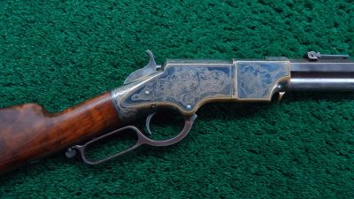 W4385 FACTORY ENGRAVED SILVER PLATED HENRY RIFLE [A]