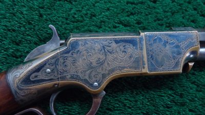 W4385 FACTORY ENGRAVED SILVER PLATED HENRY RIFLE [A] - Image 9
