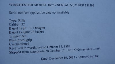 W765 WINCHESTER MODEL 1873 SPECIAL ORDER RIFLE IN CALIBER 32-20 [A] - Image 18