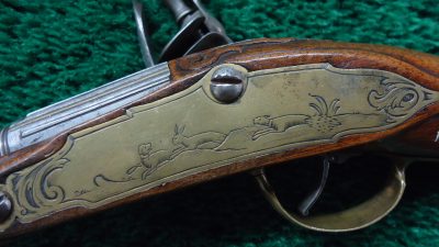 MHG1090 ENGRAVED EUROPEAN FLINTLOCK POCKET PISTOL WITH FIGURAL “MOOR’S HEAD” CARVED POMMEL [A] - Image 7
