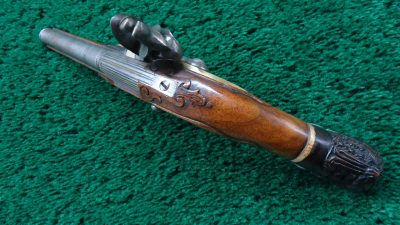 MHG1090 ENGRAVED EUROPEAN FLINTLOCK POCKET PISTOL WITH FIGURAL “MOOR’S HEAD” CARVED POMMEL [A] - Image 5