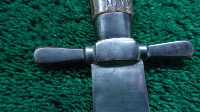 M2052 GERMAN ANTIQUE 19TH CENTURY JAEGER HUNTING KNIFE W/LEATHER SHEATH - Image 5